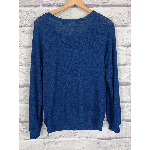 DISNEY PARKS Women's M Blue Mickey Mouse Winter Hat Lightweight Raglan Sweater - Picture 3 of 9